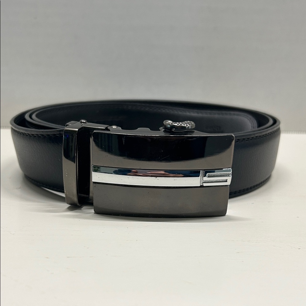 Ratchet Leather Belt for Men - Black - 49" Adjustable